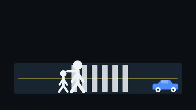Children Pedestrian Crossing Safety Animation