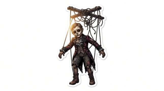 Spooky marionette doll vector illustration