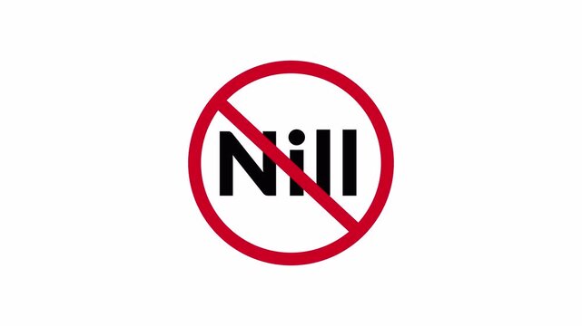 NILL Prohibition Symbol Sign Animation Isolated on Transparent Background, stop or no exit forbidden red circle animation Warning, prohibited or ban icon animation.NILL Prohibition Symbol in 4k