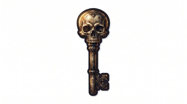Tarnished skull key vector illustration