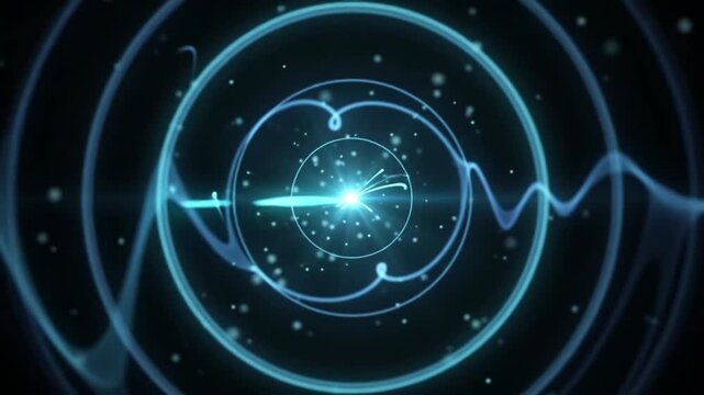 Abstract 5G wireless signal waves pulsing and radiating on dark background, network connectivity technology