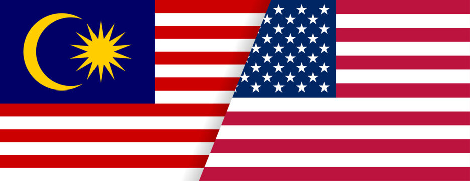アメリカ国旗とマレーシア国旗の組み合わせデザイン Combined United States and Malaysia Flags Background