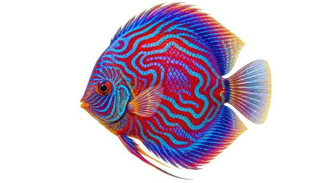 Vibrant Iridescent Discus Fish