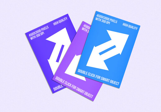 Overlapping Flyer Mockup on Solid Background