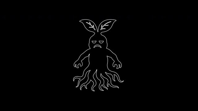 Angry mandrake monster root character drawing animation