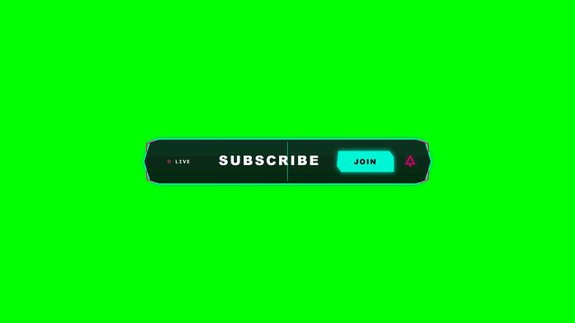 Modern subscribe and join button overlay for social media video content on green screen background.