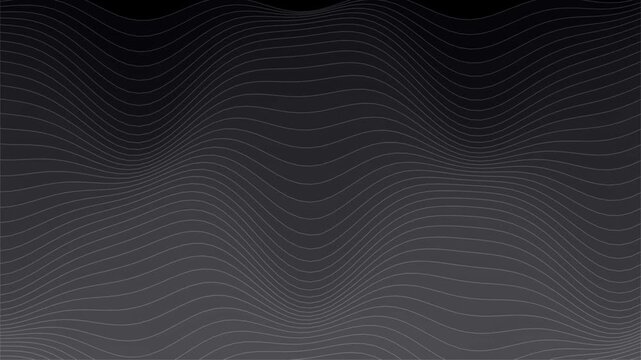 Abstract background with flowing wavy lines, modern minimalist design with smooth curves and gradient dark grey texture, elegant geometric pattern for digital wallpaper or presentation backdrop