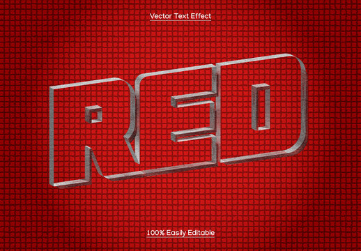Red 3D Vector Text Effect with Metallic Outline and Grid Background
