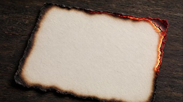 Burnt Bread Slice Top View with Toasted Edge Texture on Dark Wood Background, Minimal Food Composition Featuring Baked Food and Distressed Cream Paper Surface for SEO Design Use