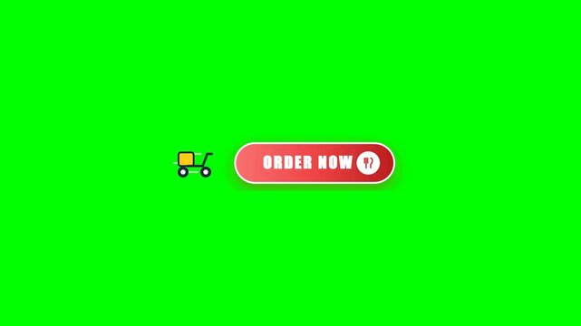 Red order now button with a shopping cart icon on a green background.
