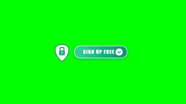 Sign up free button with a secure padlock icon on a green background.