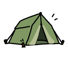 Hand Drawn Green Camping Tent Illustration © esra