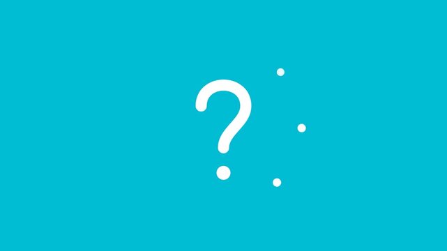 Minimalist White Question Mark Animation with Rotating Dots on Teal Background for FAQ and Support