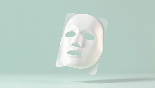 Minimalist White Face Mask Portrait Design.