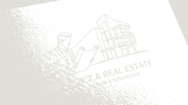 Minimalist line art logo design for real estate and architectural planning