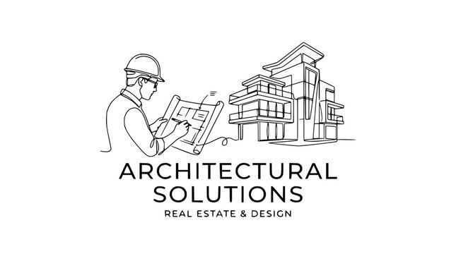 Minimalist Line Art Logo for Architectural and Real Estate Design Company