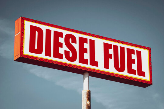 Diesel fuel sign at gas station