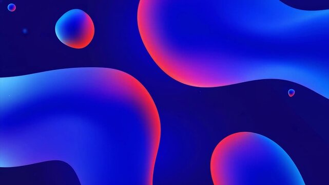 Abstract liquid fluid shapes with vibrant gradient colors moving smoothly in dynamic flow motion over dark blue background footage.