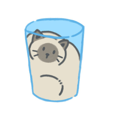 illustration of cute siam cat hiding in a vas