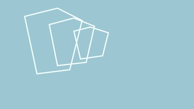 Overlapping white outline pentagons scaling up on blue grey background