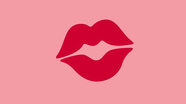 Vibrant Red Lips Icon on a Soft Pink Background Representing Love and Affection