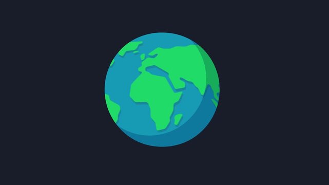 Stylized global illustration showcasing continents and oceans against a dark background in flat design