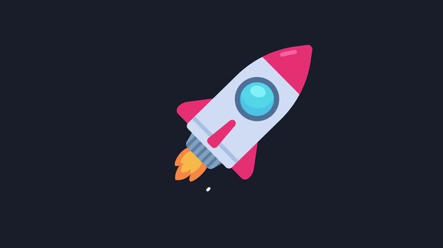 Vibrant minimalist cartoon rocket launching against a deep space background, symbolizing startup success and rapid technological progress