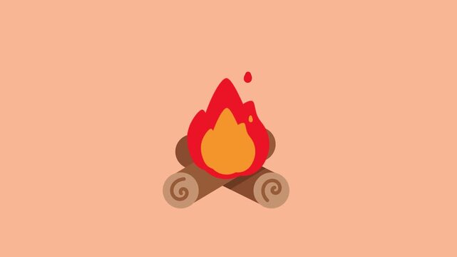 Warm and inviting campfire illustration with stylized logs and bright flickering flames
