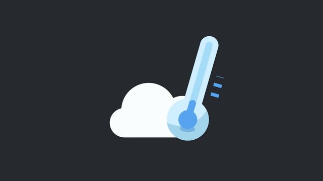 Modern weather icon for cold temperatures, featuring a snowflake, cloud, and a thermometer indicating freezing conditions