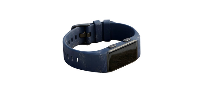 Black leather dog collar with metal buckle on transparent background.