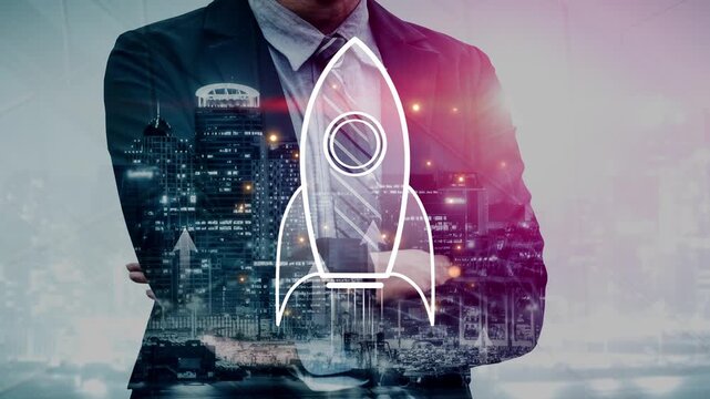 Startup launch and business growth concept, rocket symbolism, entrepreneurship, startup innovation, and early-stage success strategies for new business development and expansion. Muxer