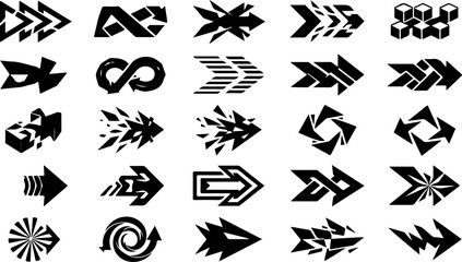 Fototapeta premium Abstract Geometric Tech Arrow Vector Icon Set for UI Design