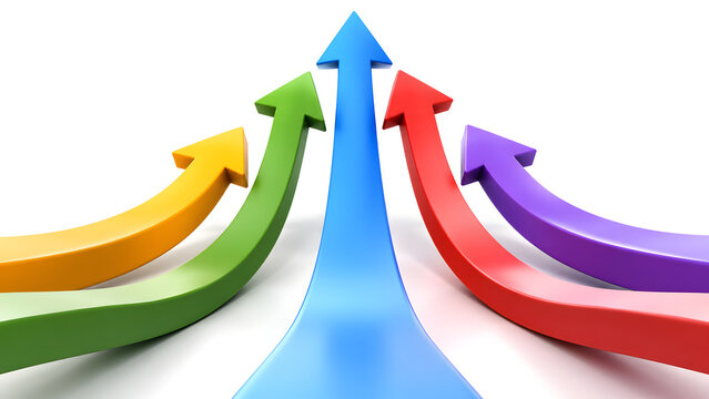 Colorful arrows pointing upward representing growth direction progress and business success