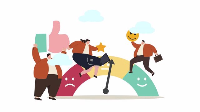 Customer Satisfaction Feedback Meter Animation for User Experience Rating