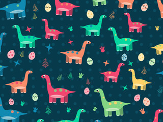 Playful Baby Dinosaur Nursery Vector Background © iushakovsky
