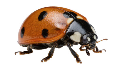 Orange ladybug with black spots, isolated on transparent background © bigpng