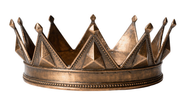 Ornate bronze crown with pointed spikes, isolated on transparent background