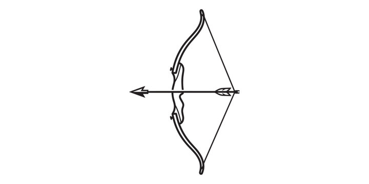 Black and white icon of bow and arrow