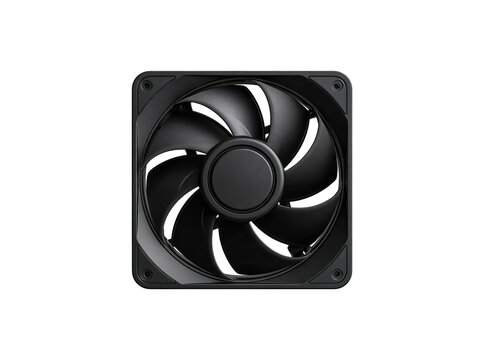 Black computer cooling fan for pc case isolated on a white background