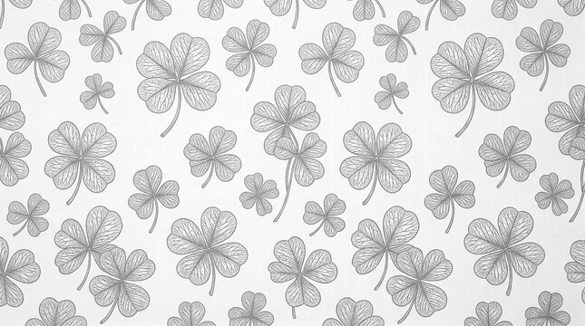 Seamless clover pattern white background