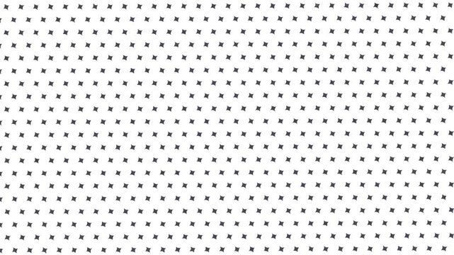 Seamless repeating geometric pattern of tiny dark star-shaped motifs arranged in evenly spaced diagonal rows on clean white background. 