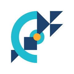 Abstract geometric shapes with blue, cyan, and orange colors © william