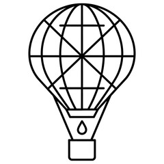 Globe themed hot air balloon outline vector © Emdaduol
