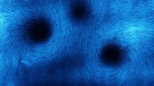 Blue vortex swirl abstract background, flowing light streaks spiraling around dark whirlpool centers in fluid motion animation