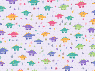 Cute Cartoon Dinosaurs Colorful Kids Pattern © iushakovsky