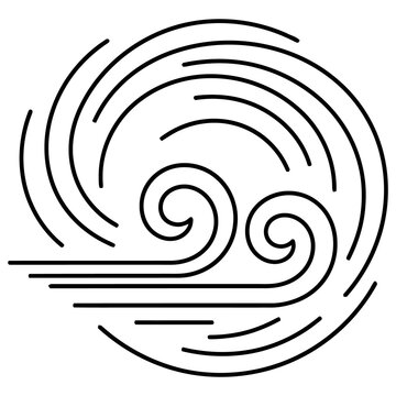 Swirling wind air flow weather vector icon with vortex lines