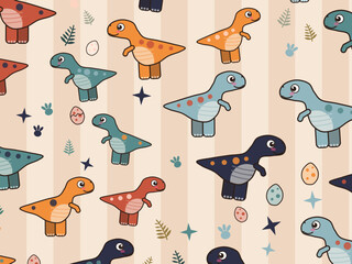 Playful Baby Dinosaur Nursery Vector Background © iushakovsky