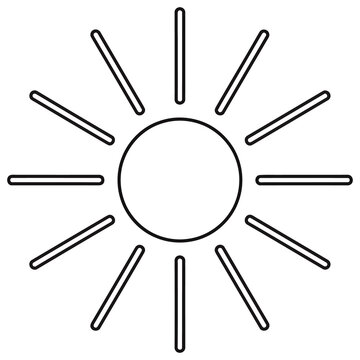 Sun line art vector icon isolated on white background