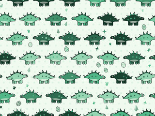 Colorful Prehistoric Dinosaurs Childrens Wallpaper Design © iushakovsky