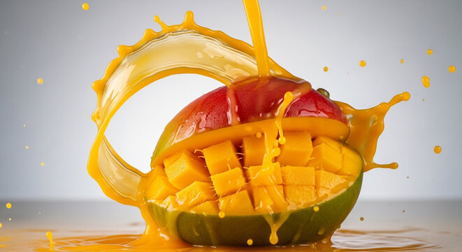 Juicy mango with splash of orange juice